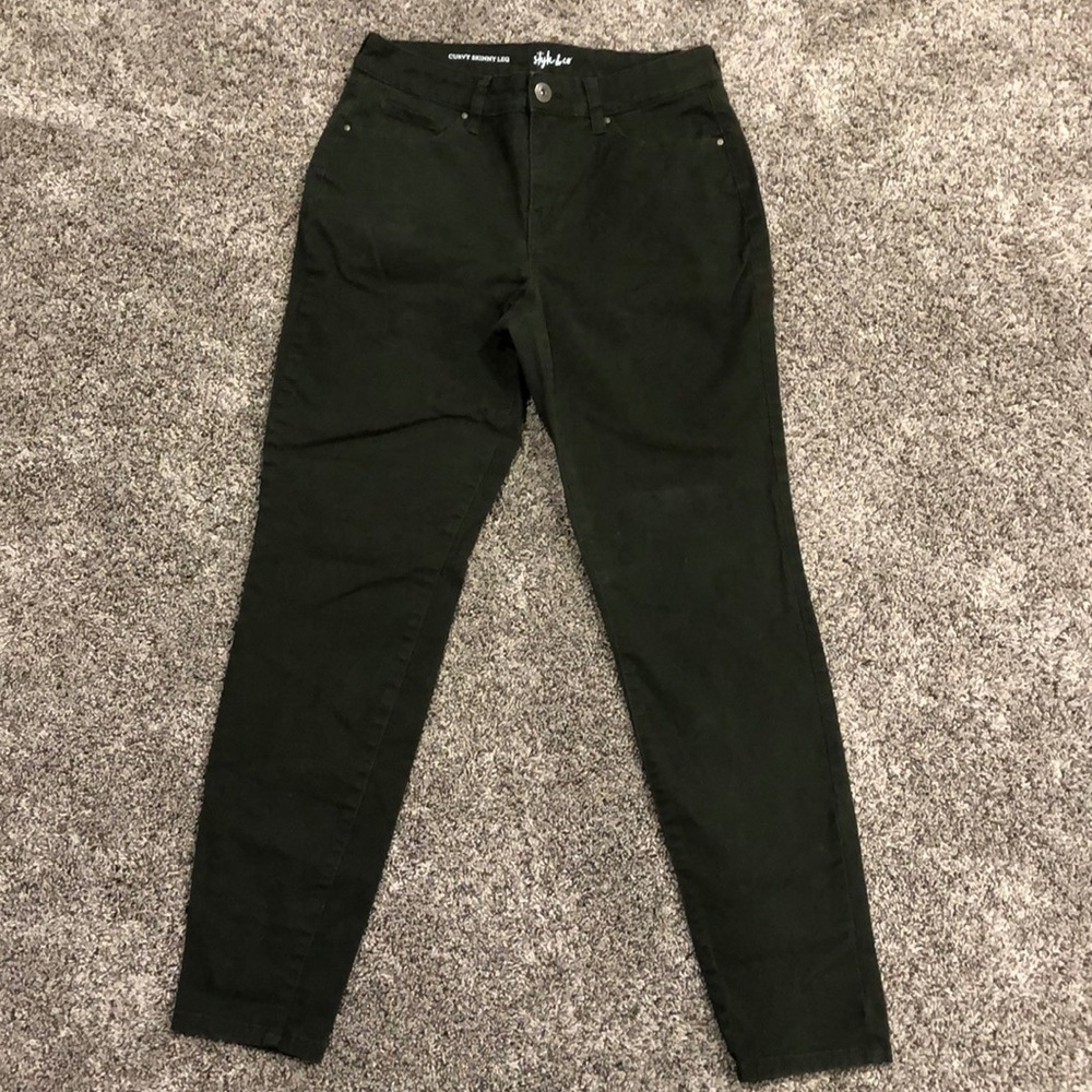 Style & Co Curvy Skinny Leg Olive Green Jeans Size 6